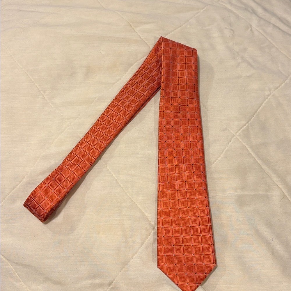 Vibrant Orange Geometric Men's Tie